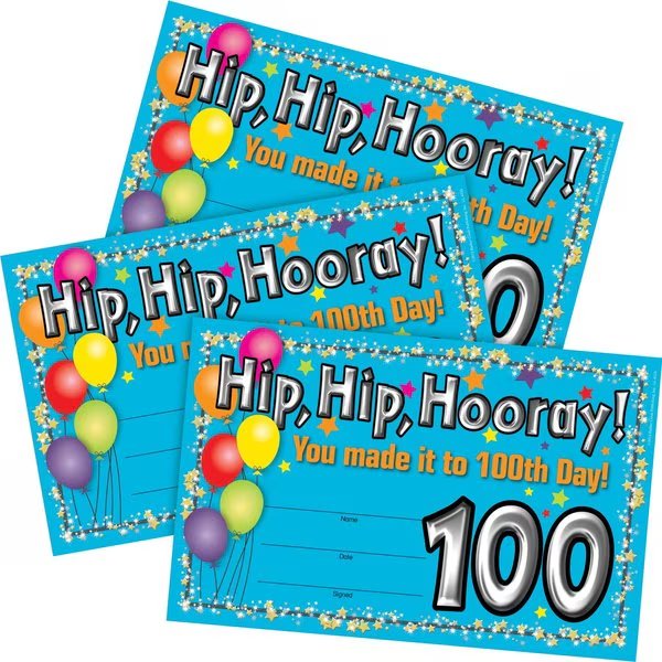 100th Day Recognition Awards, 90/Set, Barker Creek, Mfr#: 4162